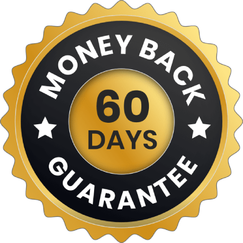 60 day money back guarantee badge showing customer purchase protection and trust assurance